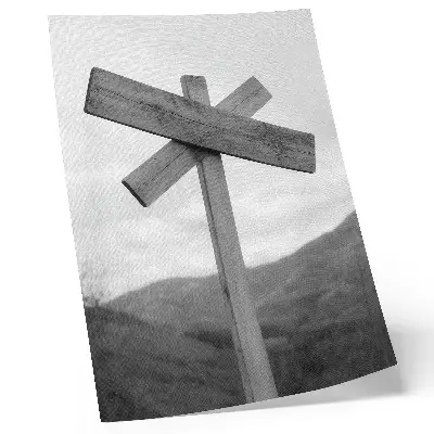 Premium wooden wall art mountain landscape in black and white