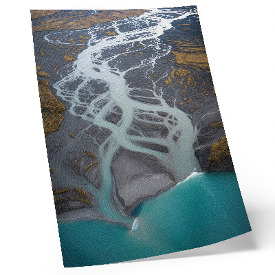 Art print Abstract river lines in shades of blue
