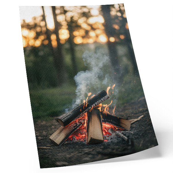Decorative poster A bonfire against the backdrop of forest and smoke