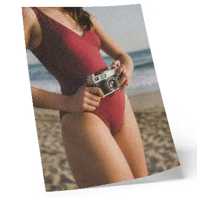 Premium wall art featuring a burgundy suite camera photography beach vibe