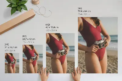 Premium wall art featuring a burgundy suite camera photography beach vibe