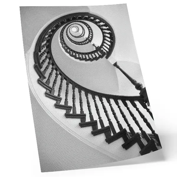 Spiral staircase poster black and white elegance in a modern style