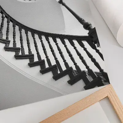 Spiral staircase poster black and white elegance in a modern style