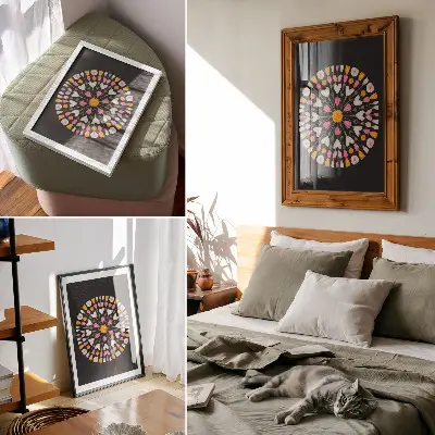 Dark floral mandala wall art abstract style print