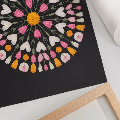 Dark floral mandala wall art abstract style print