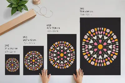 Dark floral mandala wall art abstract style print