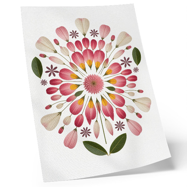 Decorative poster Floral mandala symmetry pink cream green