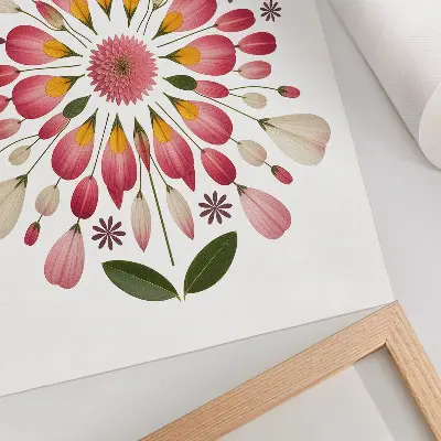 Decorative poster floral mandala print in pink, cream, and green