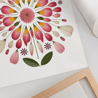 Decorative poster Floral mandala symmetry pink cream green