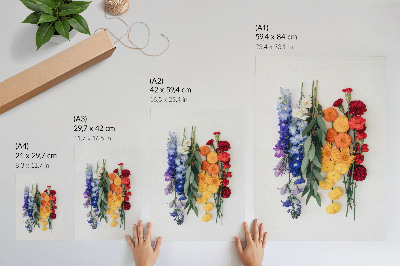 Poster Flowers in a vertical line, vivid colors, harmony, nature