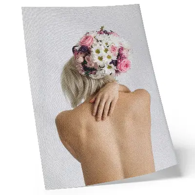 Premium wall art floral arrangement on a woman's hair