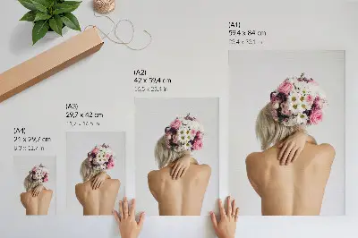 Premium wall art floral arrangement on a woman's hair