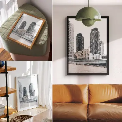 Modern skyscrapers poster cleanliness in minimalism