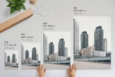 Modern skyscrapers poster cleanliness in minimalism