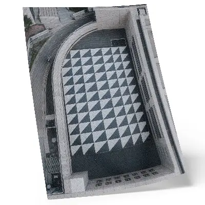 Art print featuring elegant geometric patterns and futuristic architecture