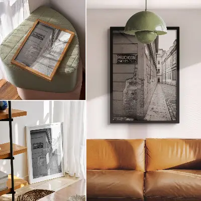 Premium wall art facades of old buildings with architectural details