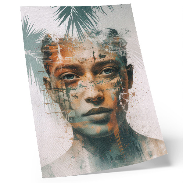 Art print Portrait of a woman with tropical motifs