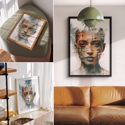 Art print Portrait of a woman with tropical motifs