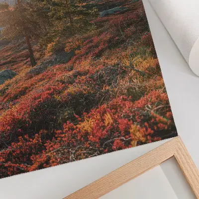 Decorative poster featuring majestic trees with warm colors and a peaceful atmosphere