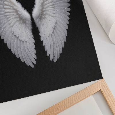 Decorative poster Symmetrical white wings on a black background