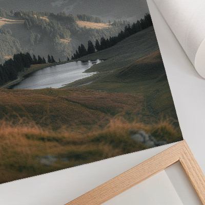 Premium wall art Hills, lake and mountain backdrop in harmony