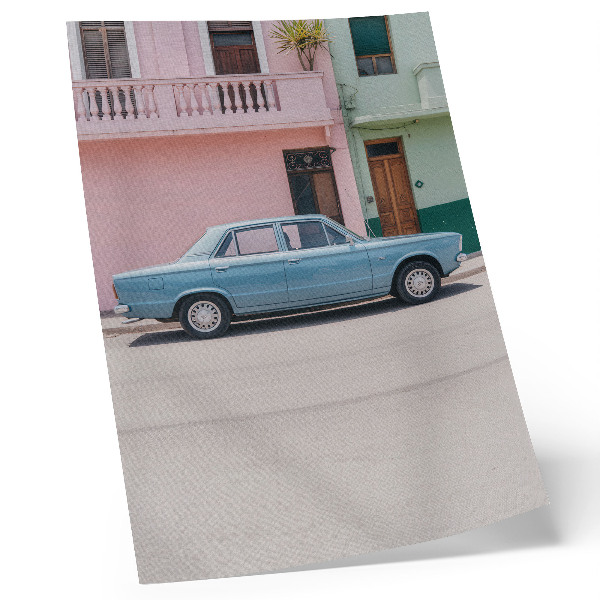 Poster Classic car pastel buildings retro charm
