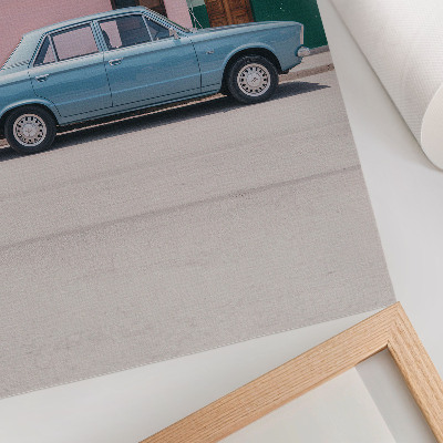 Poster Classic car pastel buildings retro charm