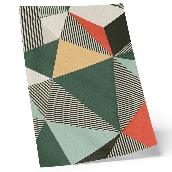 Premium wall art featuring geometric triangles and stripes in vibrant colors
