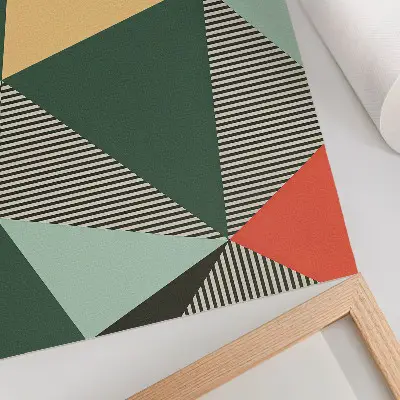 Premium wall art featuring geometric triangles and stripes in vibrant colors