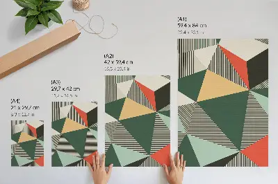 Premium wall art featuring geometric triangles and stripes in vibrant colors