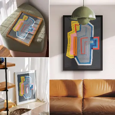 Abstract shapes poster energetic colors and modern style