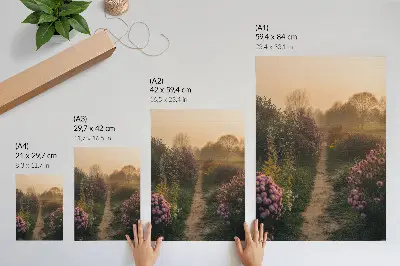 Premium wall art charming garden path with morning fog and flowers