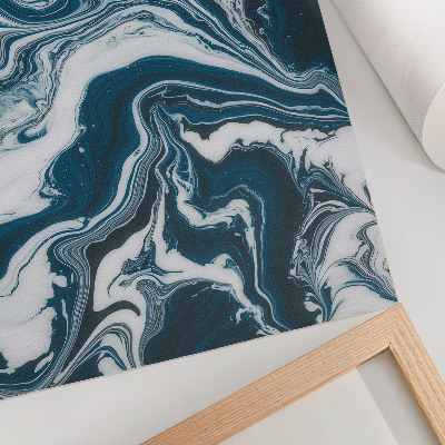 Decorative poster Abstract blue and white spots with dynamic lines