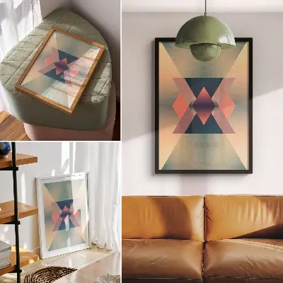 Art print geometric shapes in elegant pastel colors