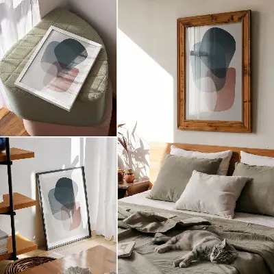 Premium wall art interpenetrating shapes with minimalist elegance