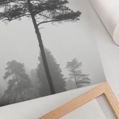 Black and white tree in the fog poster unique silence design