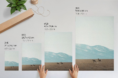 Premium wall art Antelopes against the backdrop of mountains, a peaceful space