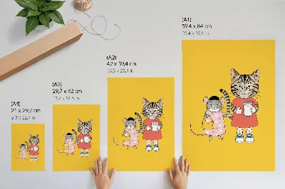 Decorative poster featuring a cat and mouse with fairytale characters