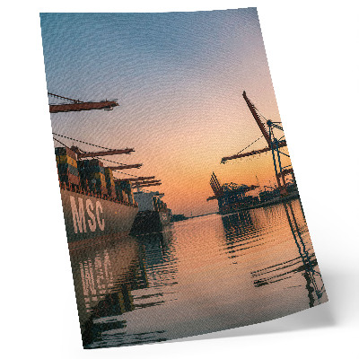 Poster Port landscape with container ships and cranes