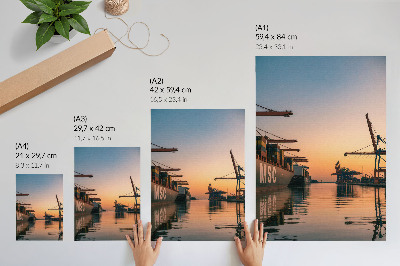 Poster Port landscape with container ships and cranes