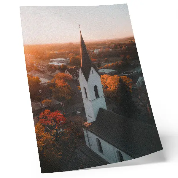 Decorative poster autumn city sunset atmosphere
