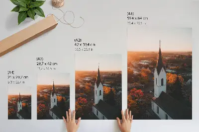 Decorative poster autumn city sunset atmosphere