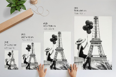 Art print Woman with balloons tower elegance