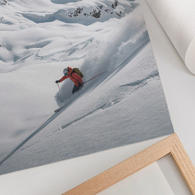 Premium wall art Skier in action white mountains blue sky
