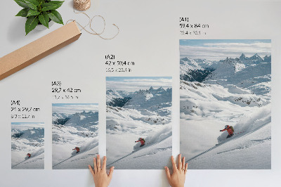 Premium wall art Skier in action white mountains blue sky