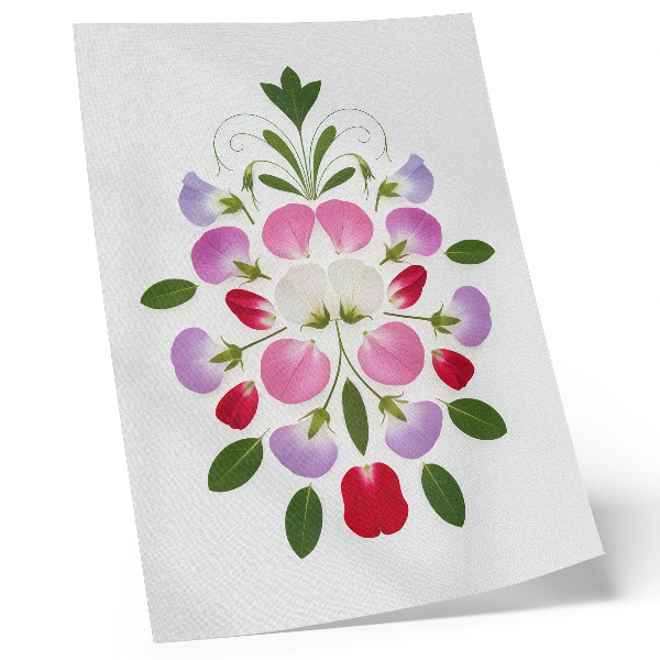 Decorative poster Symmetrical flowers and leaves on a light background