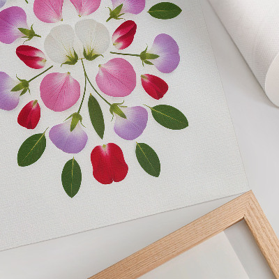 Decorative poster Symmetrical flowers and leaves on a light background