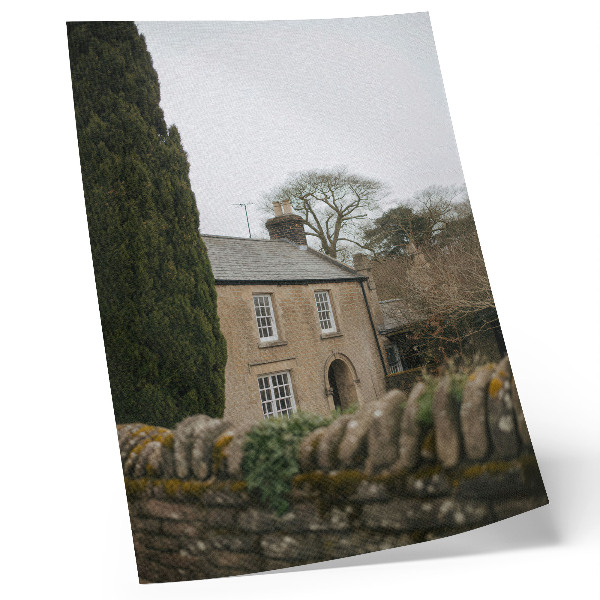 Premium wall art A warm house, trees, a stone fence, a peaceful atmosphere