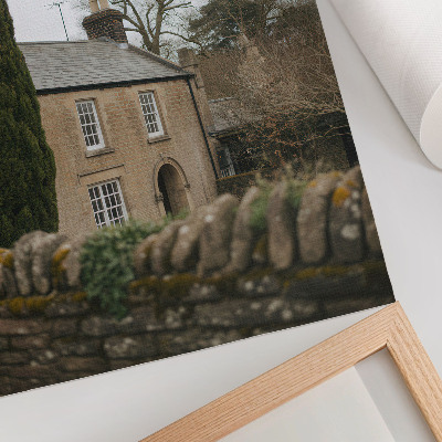 Premium wall art A warm house, trees, a stone fence, a peaceful atmosphere