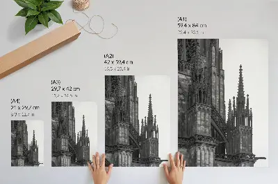 Gothic architecture wall art poster intricately decorated with contrast
